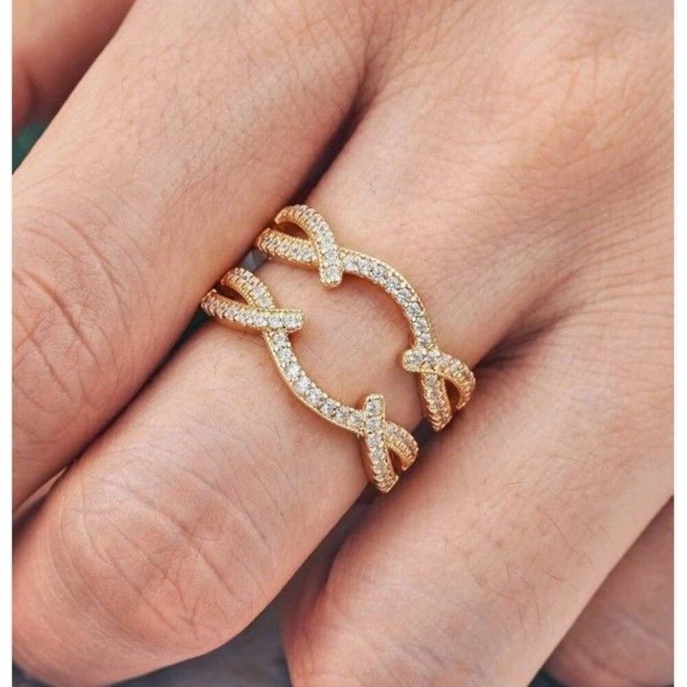 NEW! Gold Plated 925 Sterling Silver Wedding/Engagement Ring Enhancer, Size 8 - Picture 3 of 10